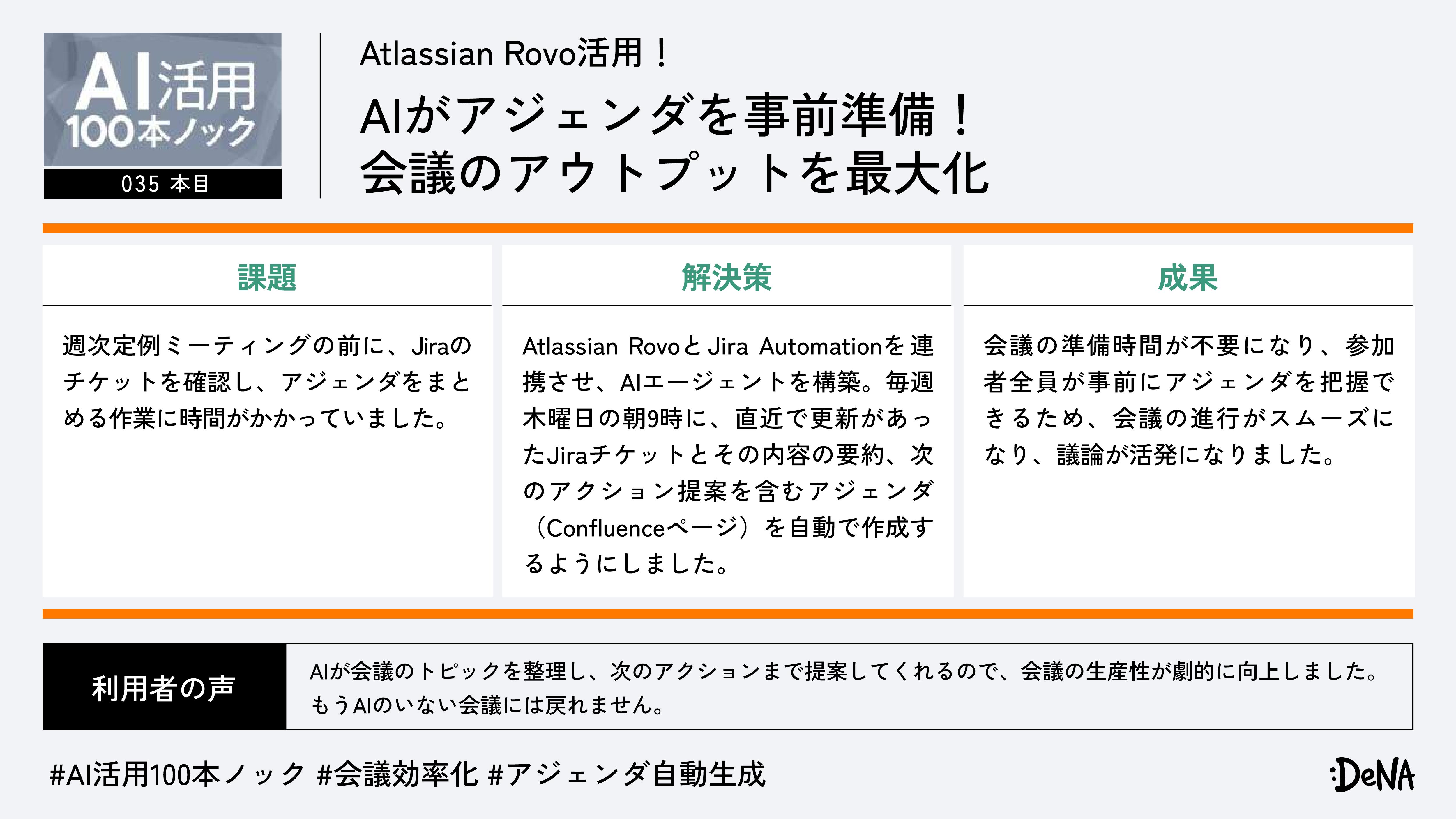 Atlassian Rovo活用! AIがアジェンダを事前準備!